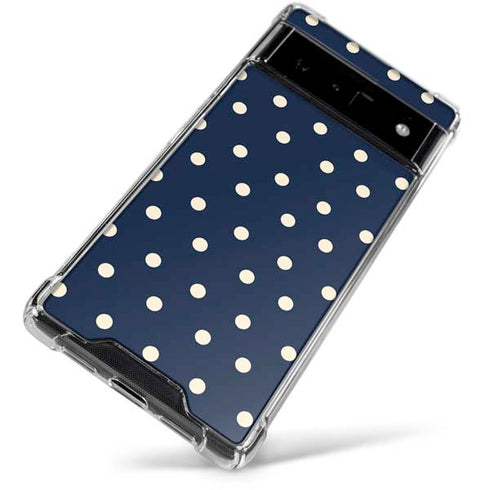 Blue and Cream Polka Dots Google Pixel 6 Clear Case
